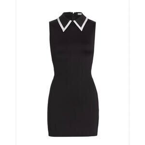 Alice + Olivia Size 6 Black Contrast Collar Sheath Dress NWT